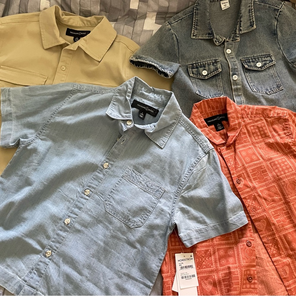 Treasure & Bond Casual Button Down Shirts - Blue, Tan, Red